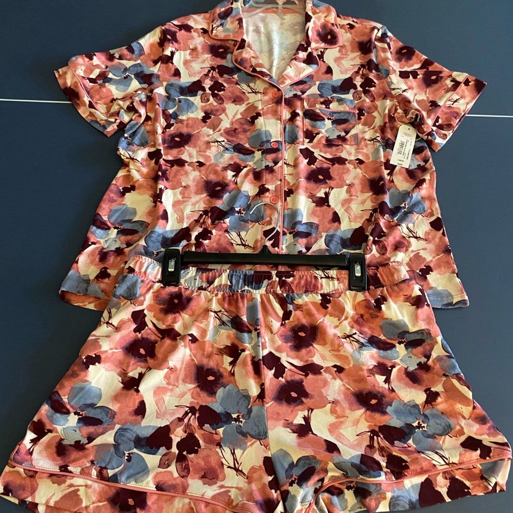 Floral Pajama Set in Pink and Blue